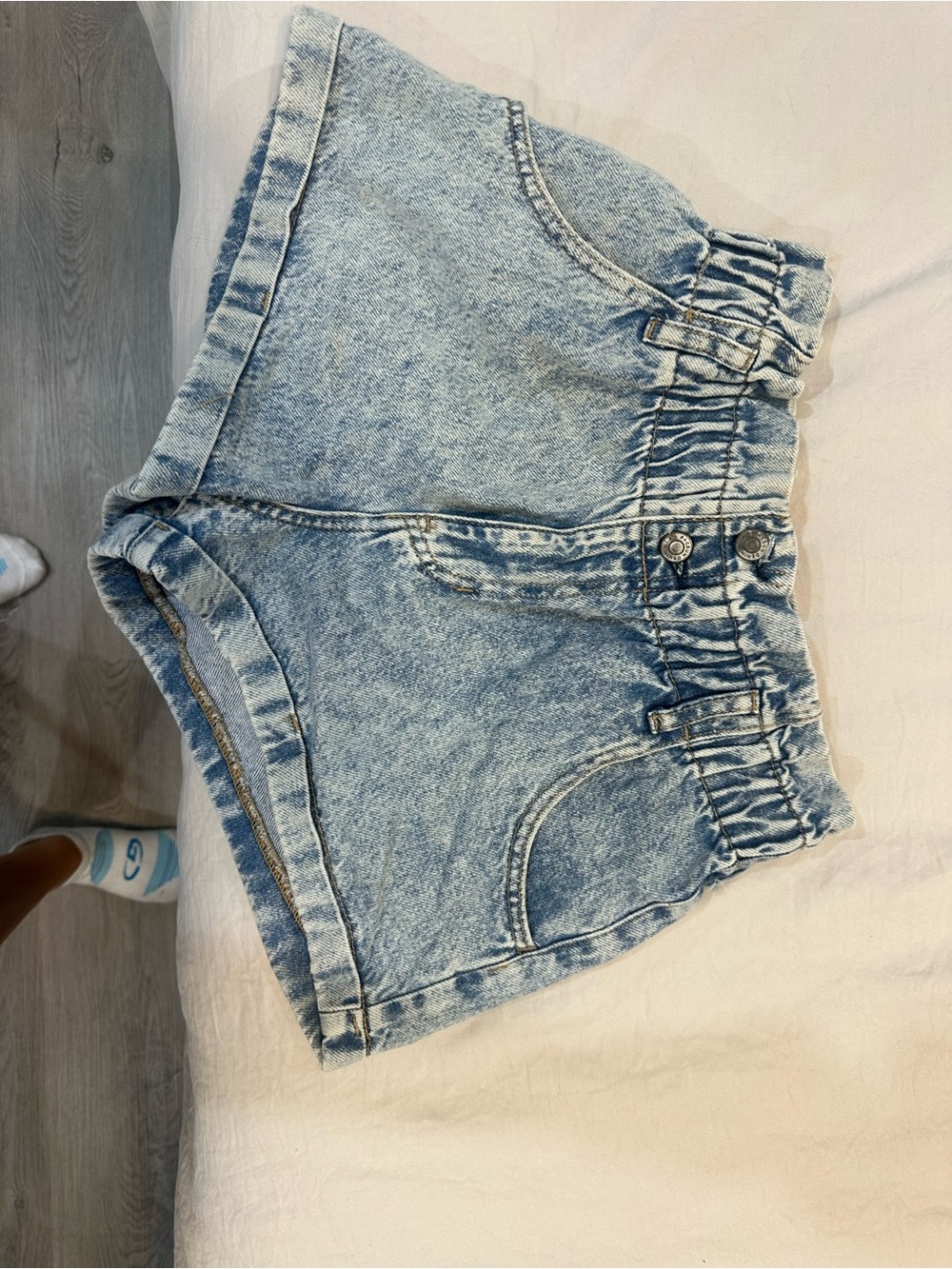 PacSun Light Blue Paperbag Denim Shorts